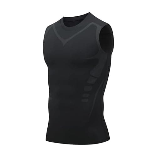 Image of HDAKDDHG en's Compression Shirts Sleeveless Tank Top Dry Fit Athletic Workout Sports Running Base Layer Undershirt,Shaping Sleeveless Shirt for Men, Comfortable & Breathable-2XL Black