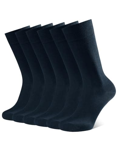 Image of CLOSEMATE Mens Socks Comfortable Breathable Cotton Durable Smart Dress Work Casual Stain Resistant Business Socks 6 Pairs(6 NavyBlue, Size L)