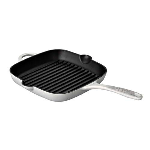 Image of Denby - Natural Canvas White Cast Iron Griddle Pan 25cm - Enamelled, Non Stick Saute Frying Pan - Dishwasher & Oven Safe Cookware - Suitable for All Hob Types, Induction, Gas, Electric - PFAS Free