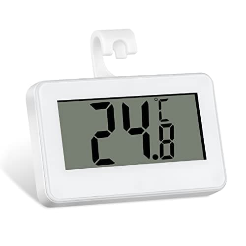 Image of OFFCUP Fridge Thermometer Digital, LCD Digital Refrigerator Freezer Thermometer, Waterproof, -20°C to 60°C, Easy Read, Multi-Use Placement, White