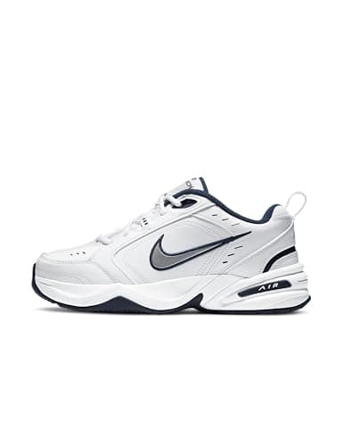 Image of NIKE Men's Air Monarch Iv Gymnastics Shoe, White Midnight Navy Metallic Silver, 11 UK