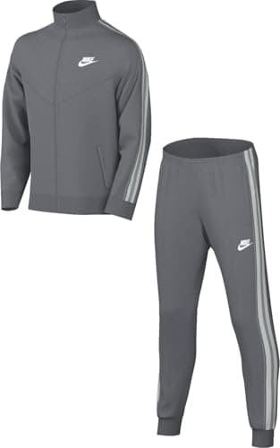 Image of NIKE FD3061-084 K NSW TRACKSUIT POLY TAPED FZ Jacket Unisex SMOKE GREY/WHITE Size S