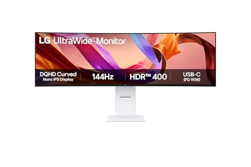 Image of LG UltraWide Monitor 49U950A – 5K QHD Curved Nano IPS 49 Inch, 32:9, 144Hz, 5ms, HDR 400, DCI-P3 98%, G-sync, FreeSync Premium, Built-in KVM & Speakers, USB Type-C, HDMI 2.1, White