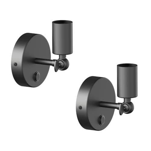Image of ledscom.de 2 pcs. wall Light FETRO, Switch, Black matt, Round, 1x E27 max. 60W