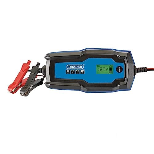 Image of Draper 12V/6V Smart Charger | Battery Maintainer (10A) | Integrated Charging Leads | Trickle Car Battery Charger | Portable Jump Starter | 53491