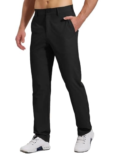 Image of Gaiatiger Golf Trousers for Men Lightweight Chinos Pants Stretch Quick Dry Breathable Casual Pants Golfing with Pockets(C3049 Black 34)