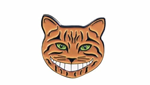 Image of GBJUK Cheshire Cat Enamel Pin Lapel Badge with Butterfly Clasp Back