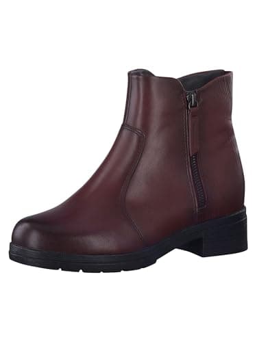 Image of Tamaris Comfort Women’s Ankle Boots Flat Leather Low Shaft Comfort Fit , Bordeaux, 6,5 UK