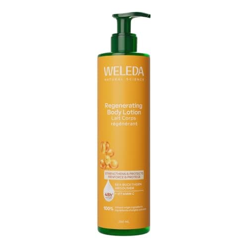 Image of Weleda Regenerating Body Lotion with Sea Buckthorn, Body Moisturiser with Vitamin C, Moisturising Cream For Men & Women, Certified Natural, Vegan, 250ml