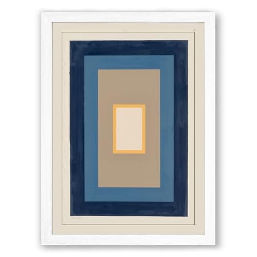 Image of Nested Geometry Minimalist Framed Wall Art Print A2 (59.4×42cm) White, Wall Decor for Living Room, Bedroom, Office & Home, Ready to Hang, Art Gift