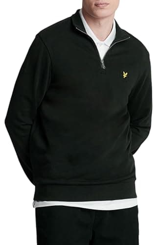 Image of Lyle & Scott Mens Zip Sweatshirt Long Sleeve Cotton Jet Black L
