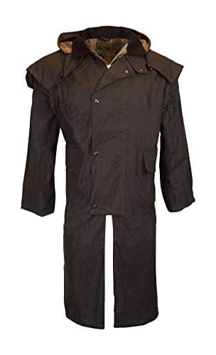 Image of WALKER AND HAWKES - Men's and Women 100% Wax Cotton Stockman Olive Brown Water Resistent Heavyweight Cape Coat - Brown - X-Large
