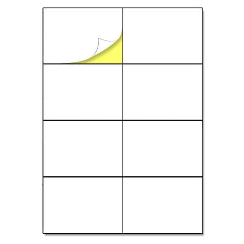 Image of 8 Per Sheet, 25 Sheets - A4 Adhesive Labels Stickers Labels Printable White, Laser & Inkjet Printable - 105 x 74mm