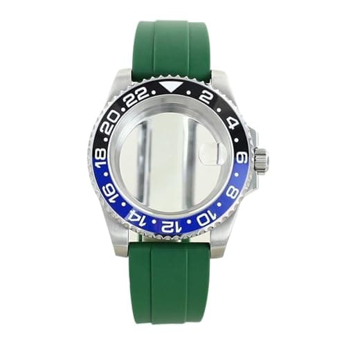 Image of Gladiaond 1pc 20ATM 40mm GMT Case For Miyota 8215 Movement 28.5mm Dial Rubber Bracelet Sapphire 120 Clicks(Green strap 5)