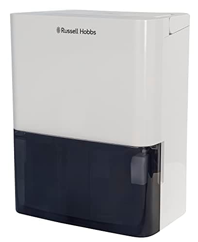 Image of Russell Hobbs RHDH1001 10 Litre/Day Dehumidifier for Damp/Mould & Moisture in Home, Kitchen, Bedroom, Office, Caravan, Laundry Drying, 30m2 Room, Smart Timer, White