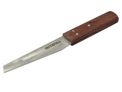 Image of Faithfull FAIKSHOER Shoe / Leather Knife 112mm (4 3/8in) Stainless Steel Blade, Hardwood Handle Handle Material: Hardwood Blade Material: Stainless Steel