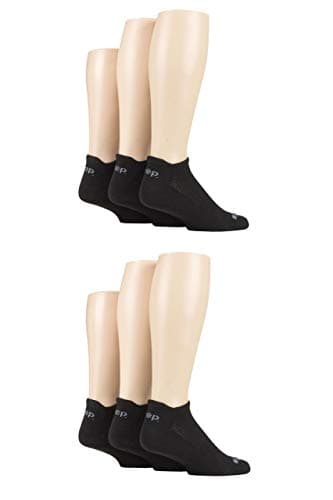 Image of Jeep Mens Trainer Socks Cushioned Breathable Arch Support Performance Low Cut Plain Black Grey White 6 Pack - Black 6-11