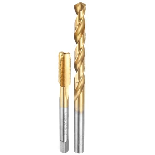 Image of sourcing map Tap and Drill Bit Set, 1pcs 5/16-36 UNS Straight Flute Thread Screw Taps & 1pcs 7.3mm Twist Drill Bits, Titanium Coated HSS-6542 Tapping Threading Tool Kit