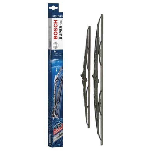 Image of Bosch SuperPlus Spoiler SP21/18S - Front Windscreen Wipers - Set of 2 Replacement Blades - Comes with Pre-assembled Quick-Clip Adapter - 2 Blades, 530mm/450mm