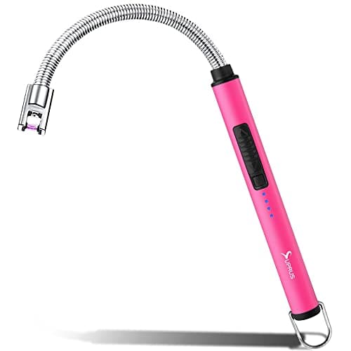 Image of SUPRUS Fluorescent Lighter Glows in The Dark 360°Flexible Neck USB Rechargeable Windproof Triple Safety for Candle Cooking BBQ in Party (Pink)