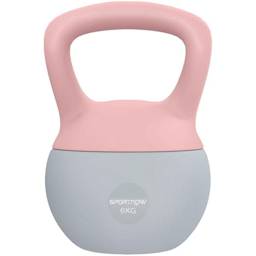 Image of SPORTNOW Soft Kettlebell, 6kg Kettle Bell with Non-Slip Handle for Home Gym Weight Lifting and Strength Training, Pink and Grey