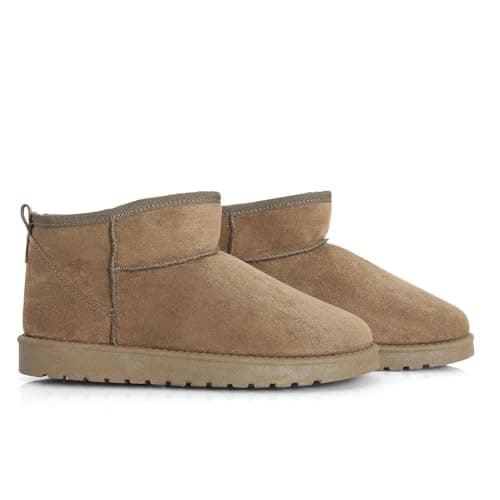 Image of Women’s Suede Ankle Boots – Classic Mini Snow Boots with Warm Lining, Lightweight & Non-Slip Sole for Winter Daily Wear (OLIVE, Adult, Women, 5, Numeric, UK Footwear Size System, Medium)