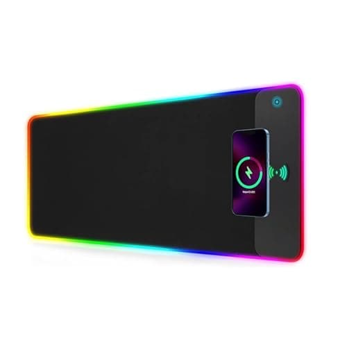 Image of LYCEBELL 15W Wireless Charging RGB Gaming Mouse Pad, 10 Light Modes Extra Large XXL LED Mousepad 800x300x4mm, Non-Slip Rubber Base, Computer Keyboard Mouse Mat for Gaming, MacBook, PC, Laptop