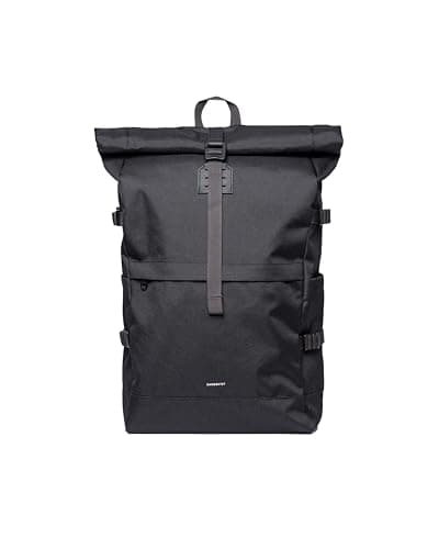 Image of Sandqvist Icon Rolltop Backpack 16”, 26L, Black, Laptop Backpack, 16" Laptop Compartment, Water-Resistant, Recycled Materials