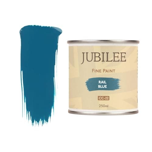 Image of Guild Lane Jubilee Furniture Paint - Rail Blue 250ml - Multi-Surface Paint for Wood, Metal, Glass & More - Durable, Water-Based, Soft Sheen Finish - No Primer or Wax Needed