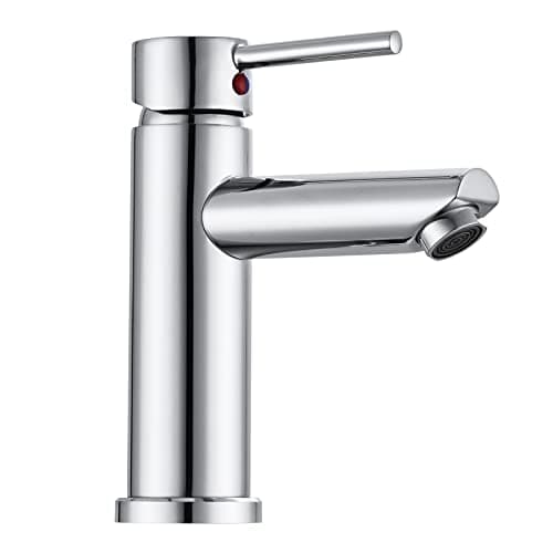 Image of Hapilife Basin Taps Mixers Bathroom Sink Tap Chrome with UK Standard Hoses Single Lever Hot and Cold Mono Mixer Tap for Bathroom Basin Modern, Stainless Steel