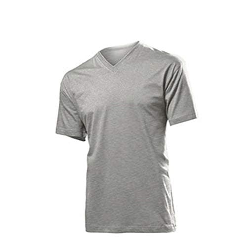 Image of Stedman Apparel Men's Classic-T V-Neck/ST2300 Regular Fit Short Sleeve T-Shirt, Grey Heather, X-Large
