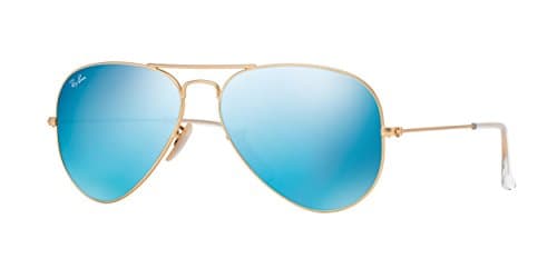 Image of Ray-Ban RB3025 112/17 Matte Gold RB3025 Aviator Sunglasses Lens Category 3 Lens Mirrored Size 58mm