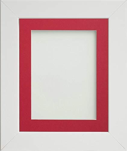 Image of Frame Company Watson Range White 7x5 inch Picture Photo Frame with Red Mount for Image 5x3.5 inch *Choice of Sizes* Fitted with Real Glass