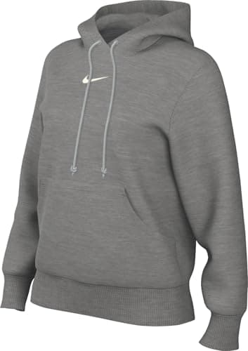 Image of NIKE HF6839-063 W NSW PHNX FLC STD PO HOODIE Sweatshirt Women's DK GREY HEATHER/SAIL Size L