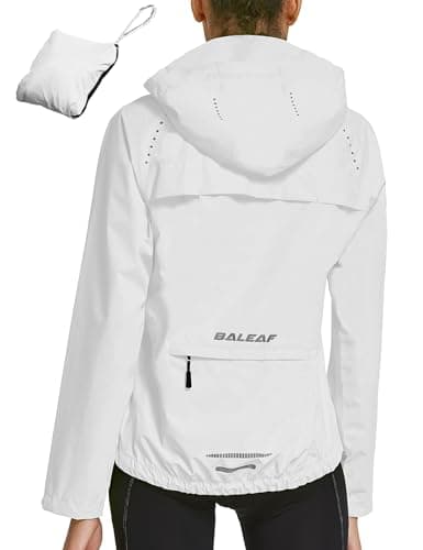 Image of baleaf Waterproof Jackets Women Cycling Jacket Womens Lightweight Outdoor Rain Coats Packable Running Windproof Walking White L