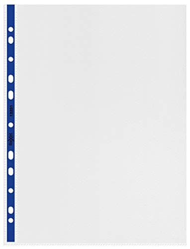 Image of Rexel Quality A4 Punched Pockets with Blue Spine, Embossed, Pack of 25, 12233