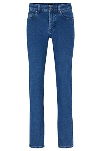 Image of BOSS Mens Delaware BO Pure-Blue Slim-fit Jeans in Comfort-Stretch Denim