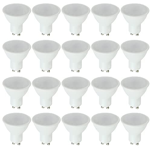 Image of MiniSun | Thermal Plastic 5W Energy Saving LED GU10 Frosted Lens Bulbs | LED Bulbs, Home Décor & Improvement Essential | Set of 20 | 6500K Cool White