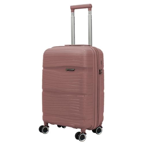 Image of Rocklands® Lightweight 4 Wheel Expandable PP Hard Shell Suitcase Travel Trolley Suitcase with TSA Lock (Rose Gold, Small (55 x 36 x 23cm) (Carry On))