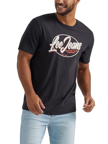 Image of Lee Men's Short Sleeve Graphic T-Shirt, Lee Jeans Jet Black, 38/40