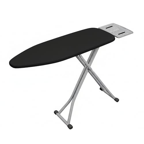 Image of DWELLTON Folding Ironing Board, 122 x 38cm Ironing Surface, Adjustable Height Up To (74-91cm), Includes Silicone Iron Rest, Durable with Safety Lock & Anti-Skid Feet, Foldable Ironing Boards (Black)