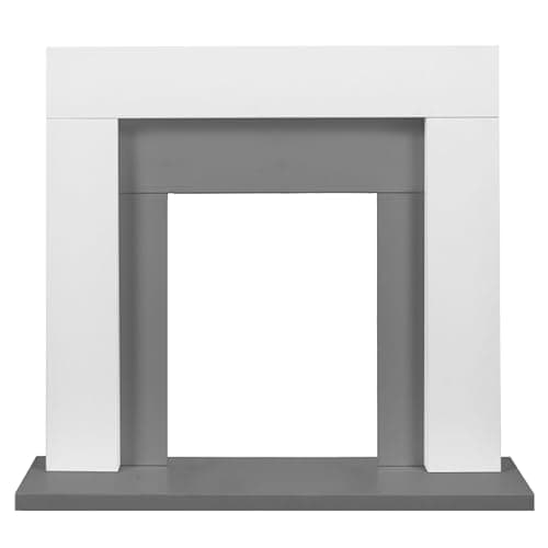 Image of Adam Dakota Fireplace in Pure White & Grey, 39 Inch