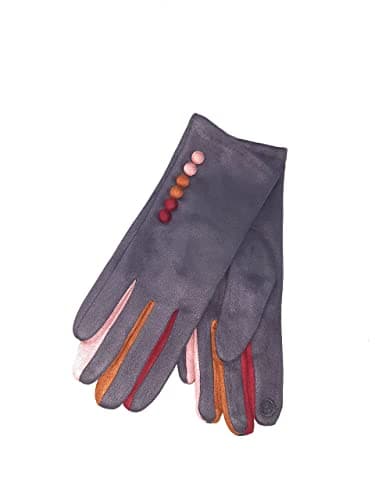 Image of Vera Tucci 'Margot' Ladies' Gloves Suede Feel Touch Screen Multi Coloured Fingers G05 - DARK GREY, SMALL