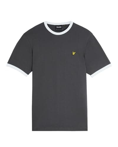 Image of Lyle & Scott Ringer T-Shirts for Men - 100% Cotton | Premium Quality | XS-XXL, X361 Gunmetal/White, XL