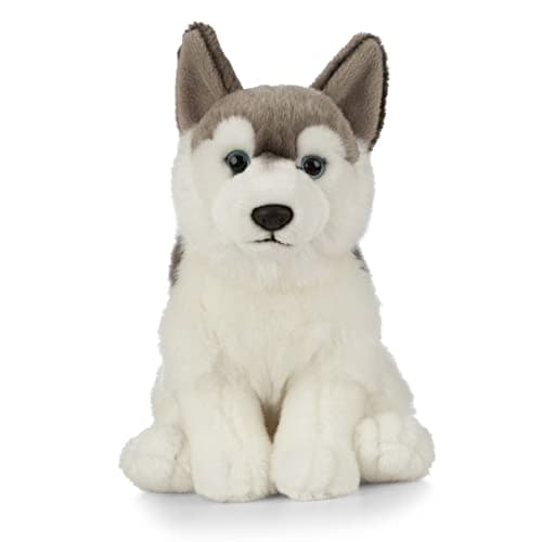 Image of Living Nature Husky Stuffed Animal | Fluffy Dog Animal | Soft Toy Gift for Kids | 8 inches