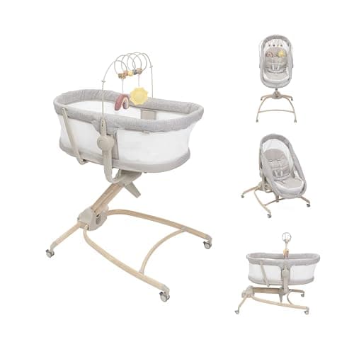 Image of Chicco Baby Hug 4-in-1 Newborn Crib to Toddler Chair, Adjustable Height and Recliner, Activity Toy Bar, Washable Fabrics, Scandinavian, 07087157610000