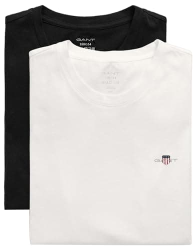 Image of GANT Men's 2-Pack Lounge T-Shirts with Crew Neck, Black, Black/White, XXL