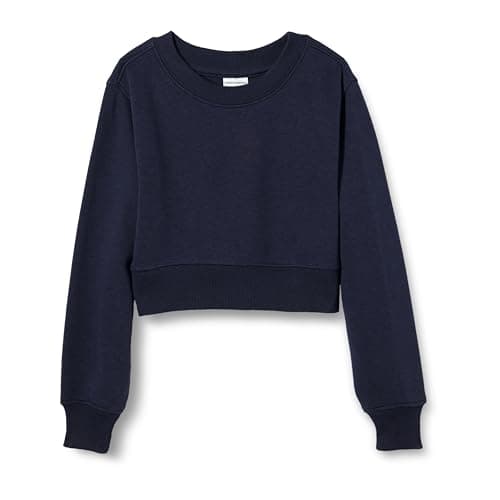 Image of Amazon Essentials Girls' Cropped Sweatshirt, Navy, 6-7 Years