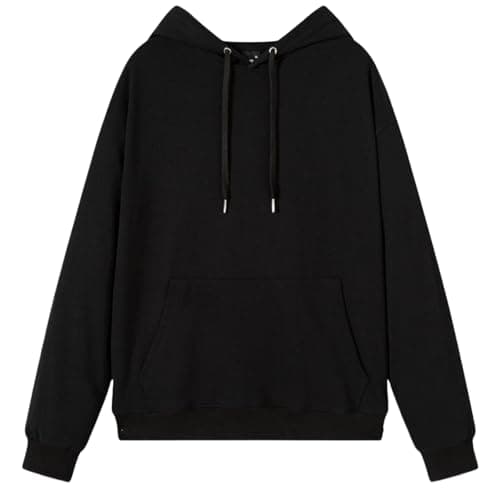 Image of JiaYouLC Women's Lightweight Hoodie with Pockets Solid Color Long Sleeve Sweatshirt for Ladies UK (UK, Alpha, XL, Regular, Regular, Black)