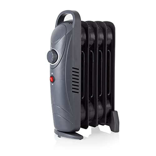 Image of Warmlite 650W 5 Fin Oil Filled Radiator with Adjustable Thermostat and Overheat Protection, Dark Titanium, WL43002YDT